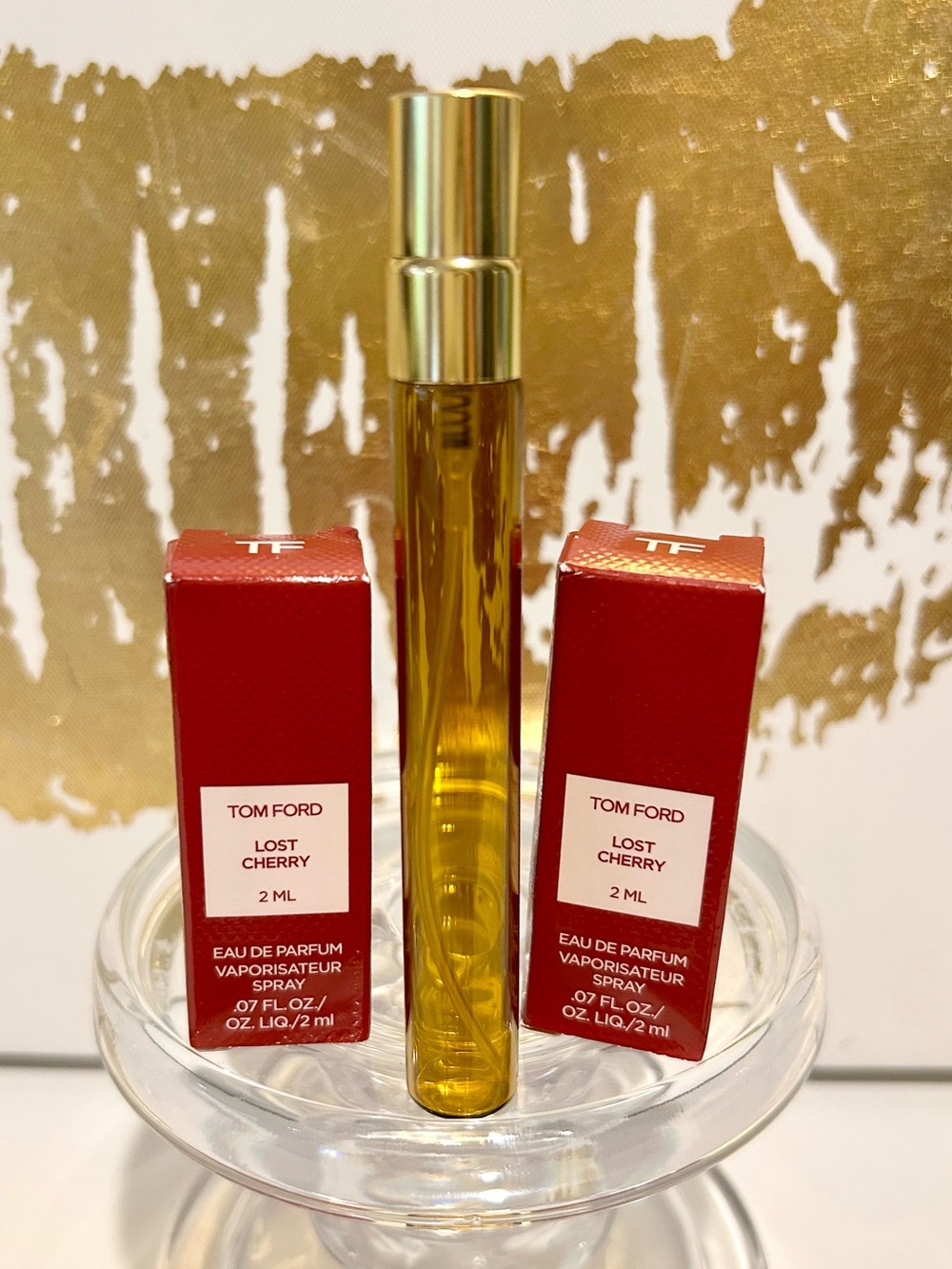 Tom Ford Lost Cherry Travel Set – 4 mL Total + Amber Glass Refillable Bottle